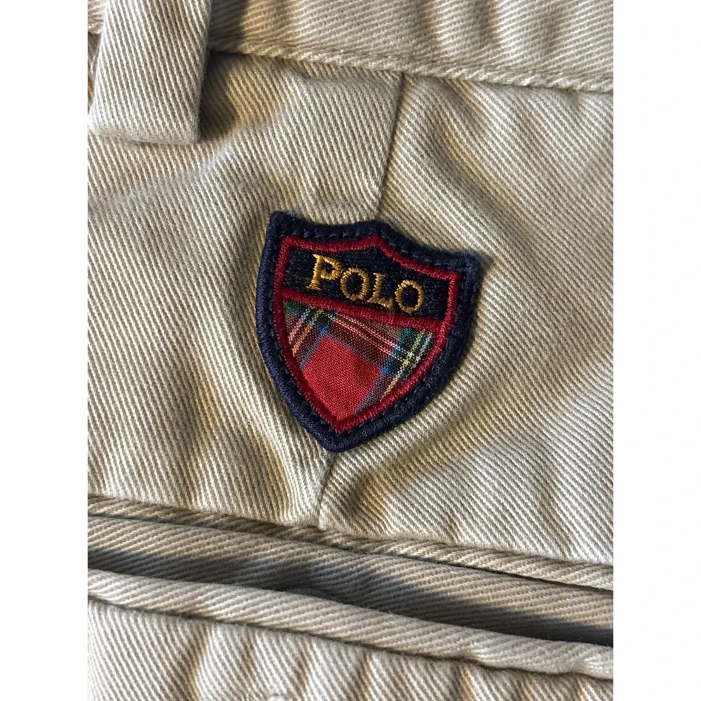 Polo Golf Ralph Lauren Pleated Shorts Mens 40 Khaki Tan Good Classic Crest Patch
